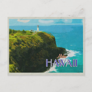 Kilauea Lighthouse Hawaii Vintage Travel Poster Postcard