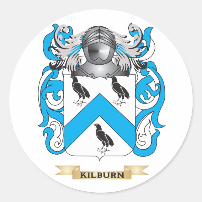 Kilburn Coat of Arms (Family Crest) Classic Round Sticker (Front)