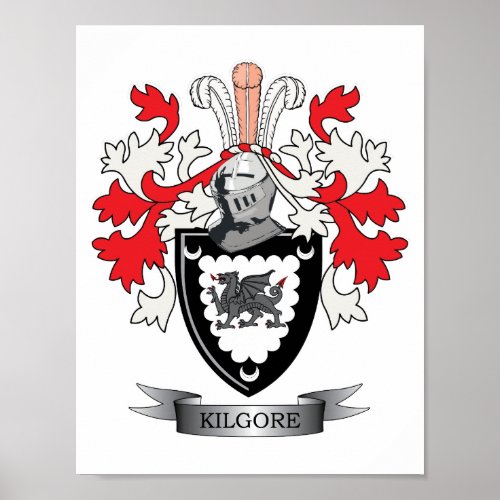 Kilgore Family Crest Coat of Arms Poster