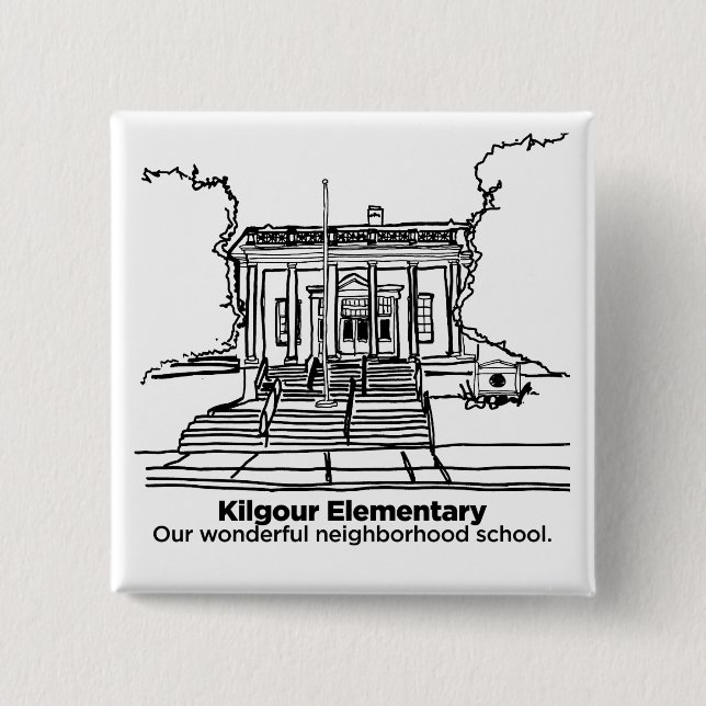Kilgour square badge pinback button (Front)