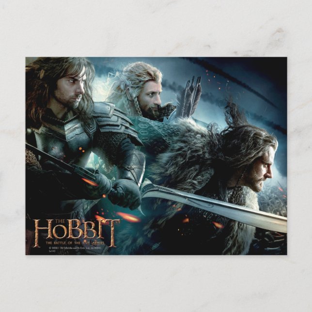 Kili, Fili, & THORIN OAKENSHIELD™ Charge To Battle Postcard (Front)