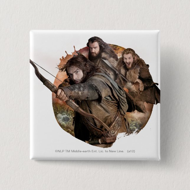 Kili, THORIN OAKENSHIELD™, and Fili Pinback Button (Front)