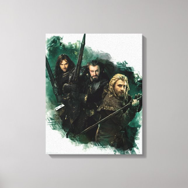 Kili, THORIN OAKENSHIELD™, & Fili Graphic Canvas Print (Front)