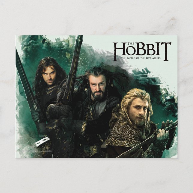 Kili, THORIN OAKENSHIELD™, & Fili Graphic Postcard (Front)