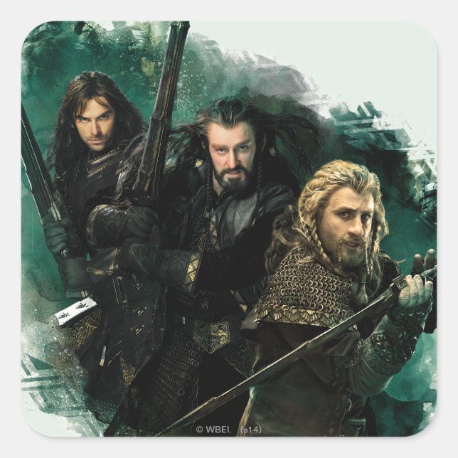 Kili, THORIN OAKENSHIELD™, & Fili Graphic Square Sticker (Front)