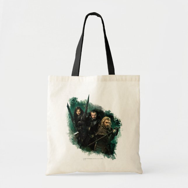 Kili, THORIN OAKENSHIELD™, & Fili Graphic Tote Bag (Front)