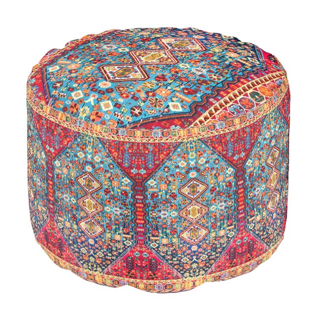 Kilim Echoes: Heritage Moroccan Charm Pouf (Angled Front)