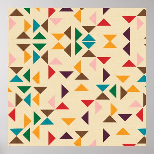 Kilim triangle pattern beige poster