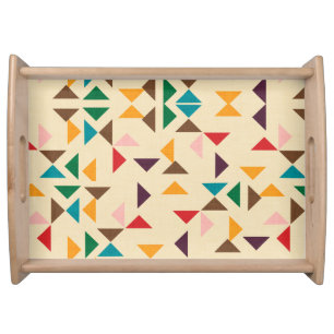 Kilim triangle pattern beige serving tray
