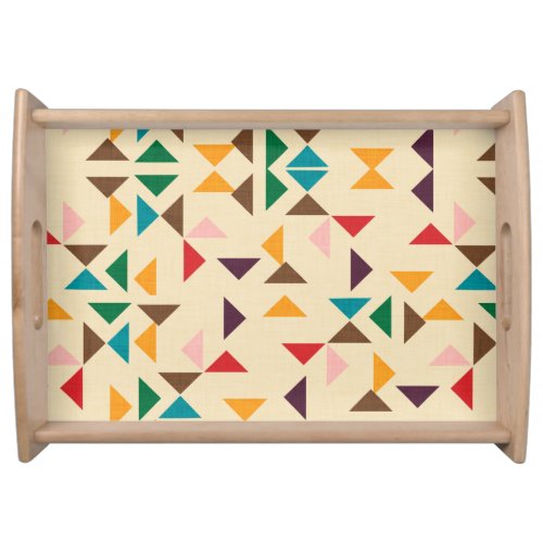 Kilim triangle pattern beige serving tray