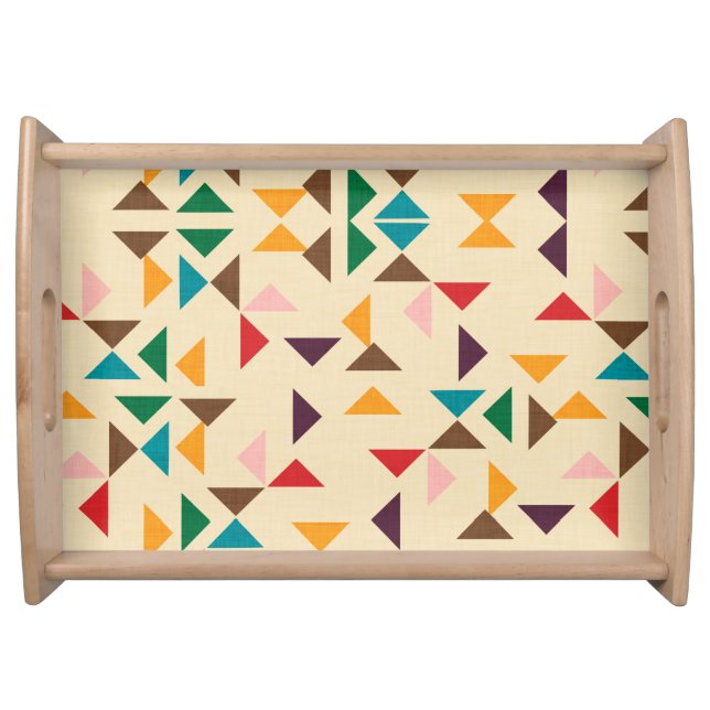 Kilim triangle pattern beige serving tray (Front)