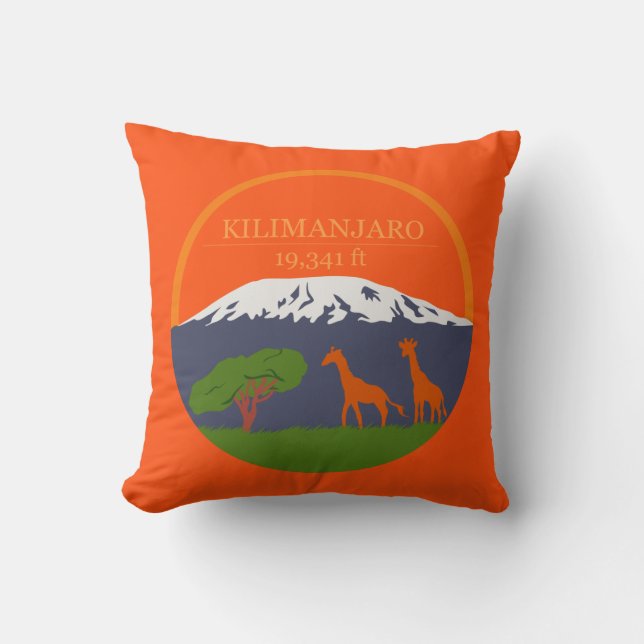 Kilimanjaro Altitude Throw Pillow (Front)
