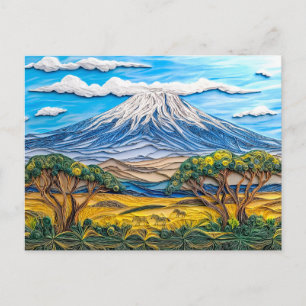 Kilimanjaro Landscape with Zebra Savanna Postcard