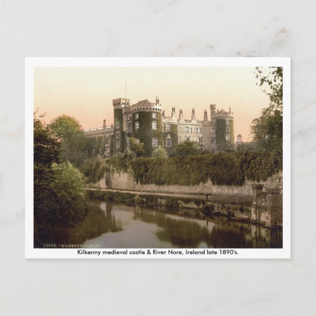 Kilkenny castle & river Nore, 19th century Postcard (Front)