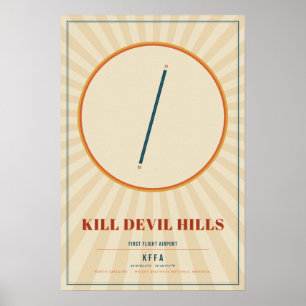 Kill Devil Hills FFA Runway Map Poster Retro