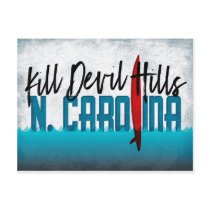 Kill Devil Hills Postcard North Carolina Surfboard