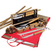 "Kill It & Grill It" Personalized Bamboo BBQ Set (Open)