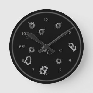 Kill The Time Gunshots Holes Wall Clock
