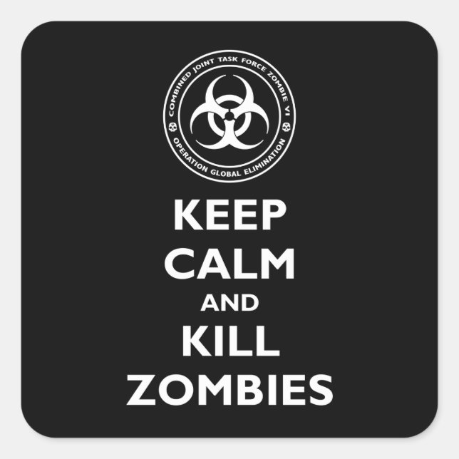 Kill Zombies Square Sticker (Front)