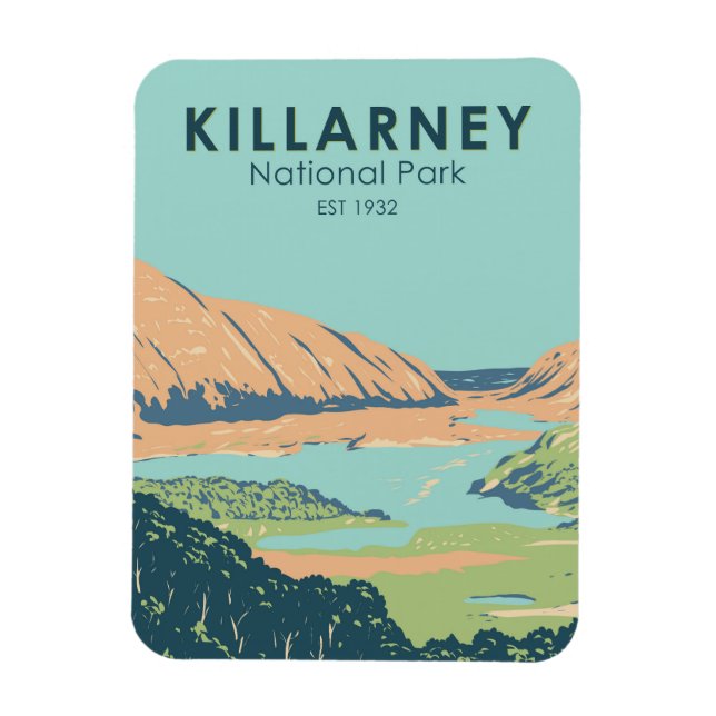 Killarney National Park Ireland Travel Art Vintage Magnet (Vertical)