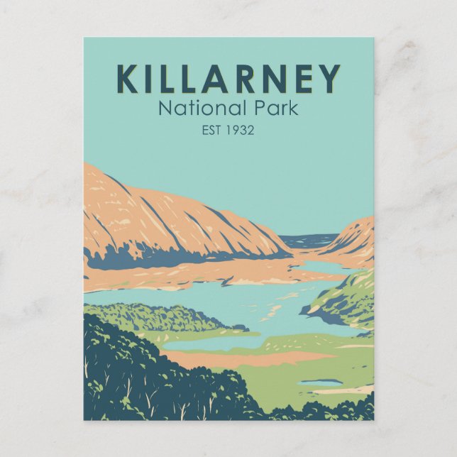 Killarney National Park Ireland Travel Art Vintage Postcard (Front)