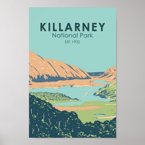 Killarney National Park Ireland Travel Art Vintage Poster