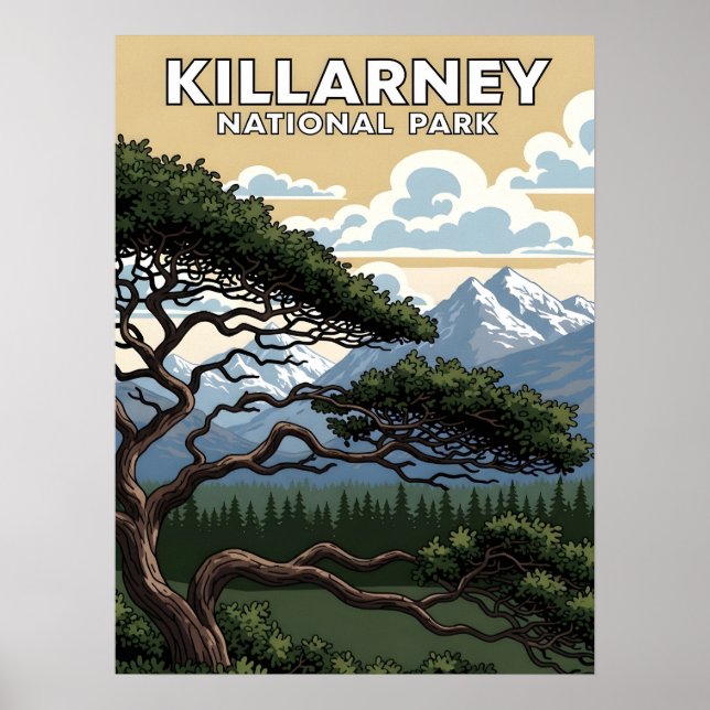 Killarney national park vintage travel poster (Front)