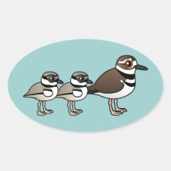 Killdeer & two chicks Oval Sticker