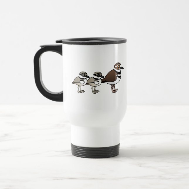Killdeer & two chicks travel mug (Left)