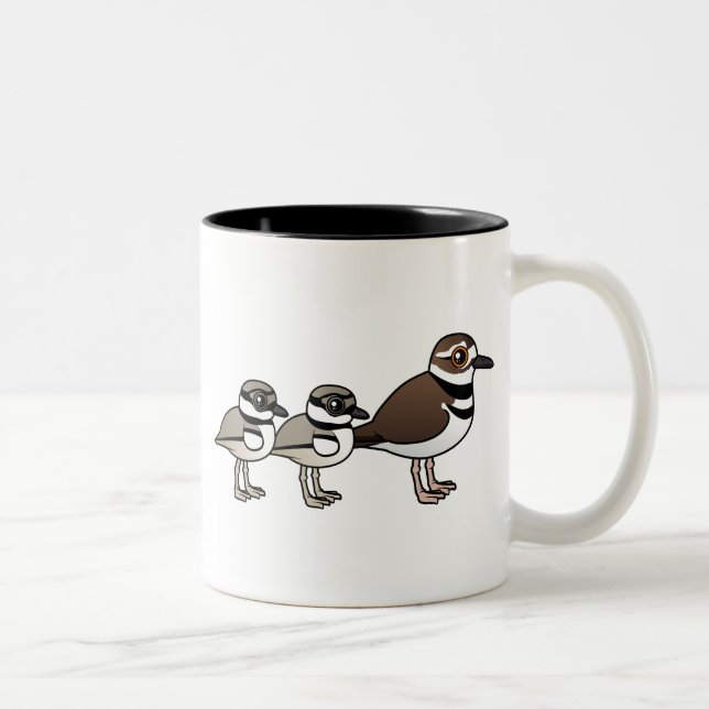Killdeer & two chicks Two-Tone coffee mug (Right)