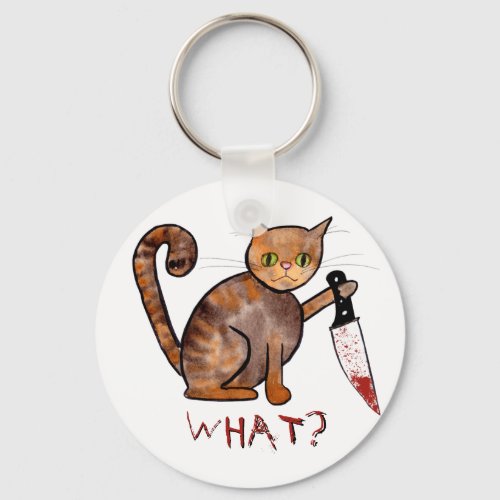 Killer Cat Hand Painted Cat Owner Humor Keychain
