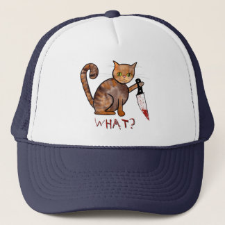 Killer Cat, Hand Painted, Cat Owner Humor Trucker Hat