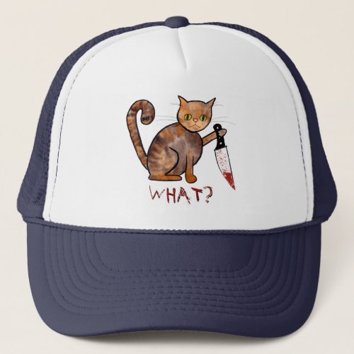 Killer Cat Hand Painted Cat Owner Humor Trucker Hat