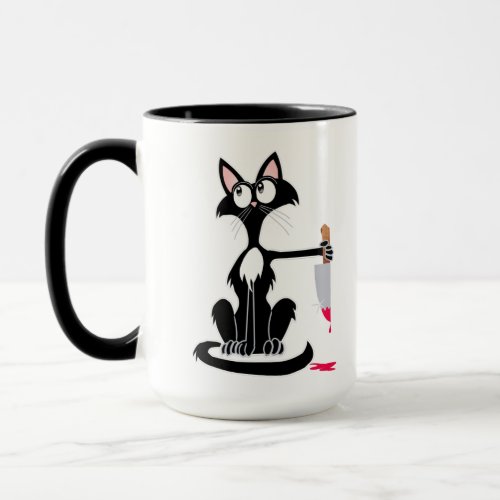 Killer cat with a bloody knife Coffee Mug