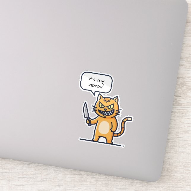Killer Cat with Knife Sticker (Detail)