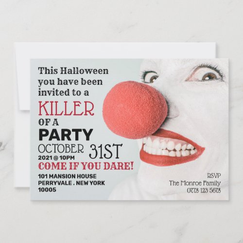 Killer Clown Halloween Party Invitation