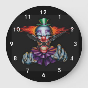 Killer Evil Clown Large Clock