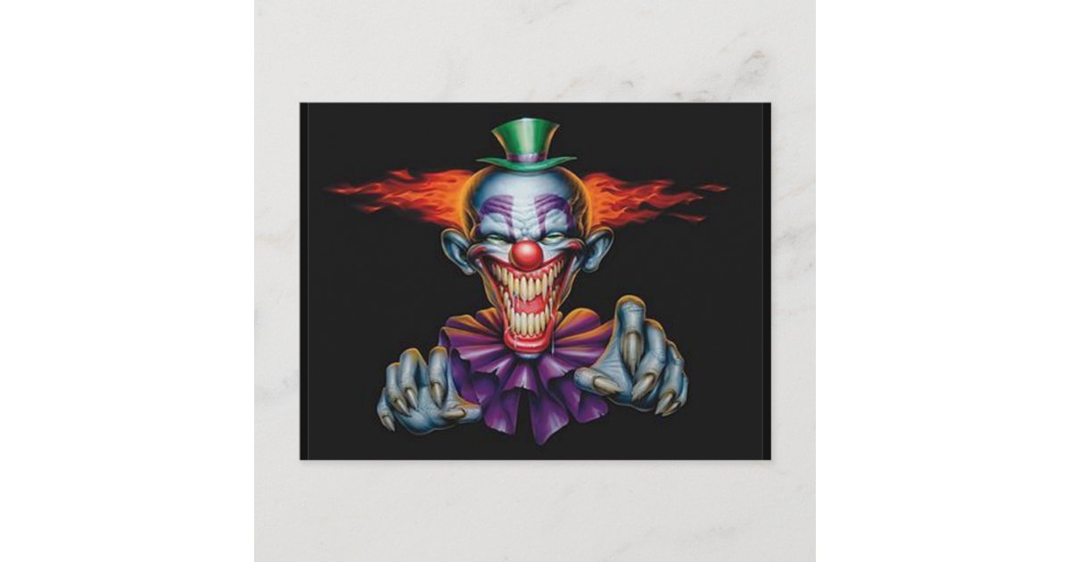 Killer Evil Clown Postcard | Zazzle