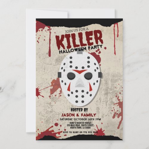 Killer Halloween Party Hockey Mask Fancy Dress Invitation