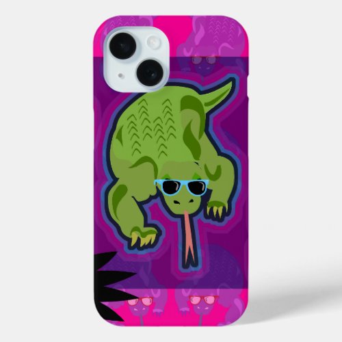 Killer Neon Komodo Dragon Art Fun iPhone 15 Case