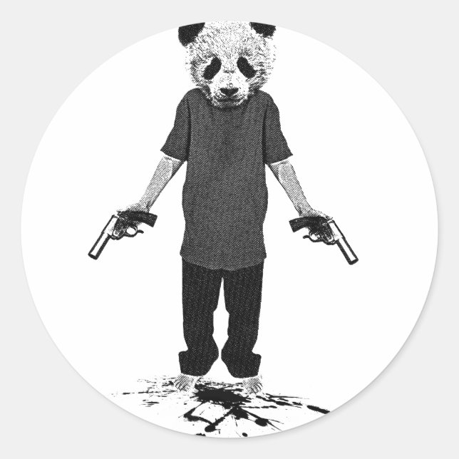 Killer panda classic round sticker (Front)