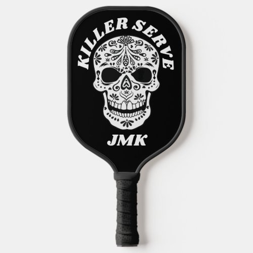 Killer Serve Sugar Skull Monogrammed Pickleball Paddle