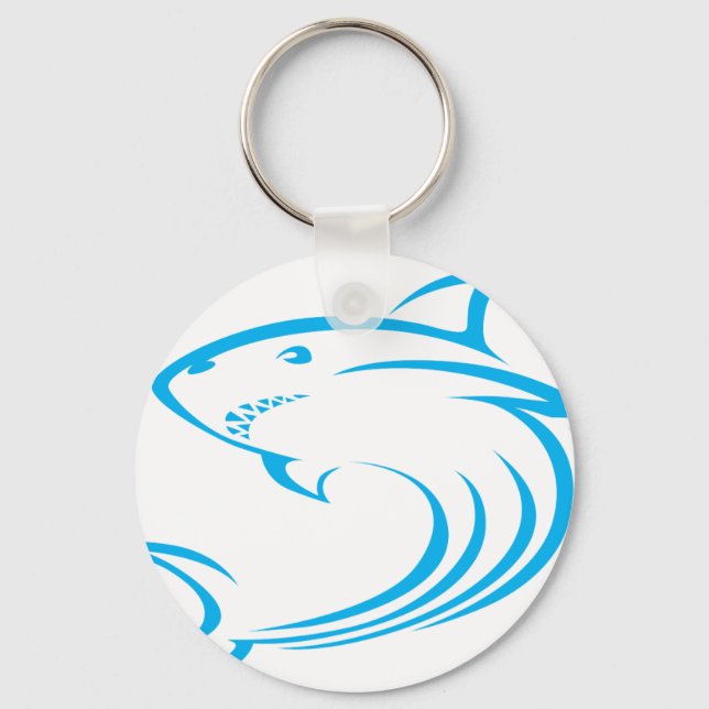 Killer Shark in Swish Drawing Style Keychain (Front)