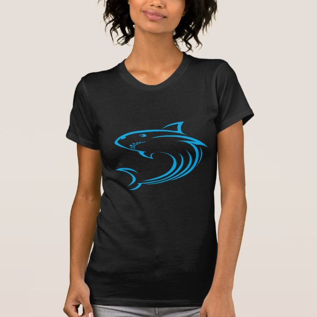 Killer Shark in Swish Drawing Style T-Shirt (Front)
