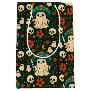 Killer Shroom-Skull & Flowers Pattern Medium Gift Bag