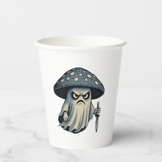 Killer 'Shroom – Spooky Ghost with Knife Paper Cups (Front)