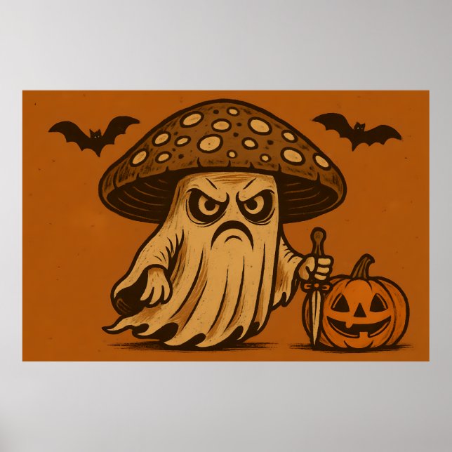 Killer Shroom-Spooky Ghost with Knife Poster (Front)