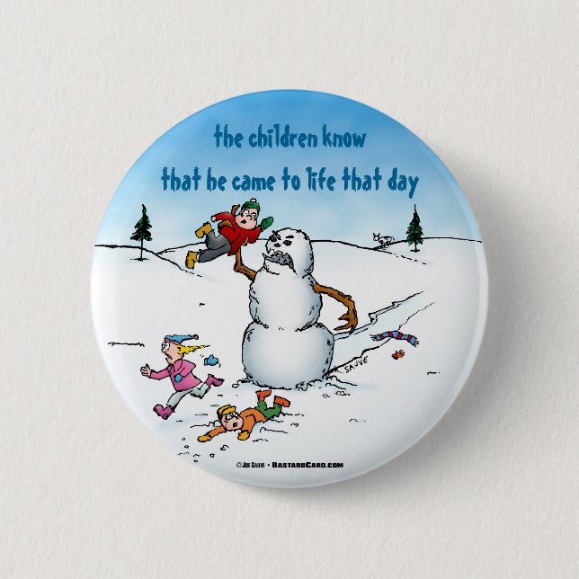 Killer Snowman Funny Cartoon Button (Front)