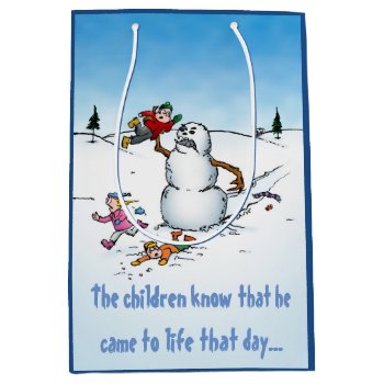 Killer Snowman Funny Cartoon Christmas Gift Bag by BastardCard at Zazzle