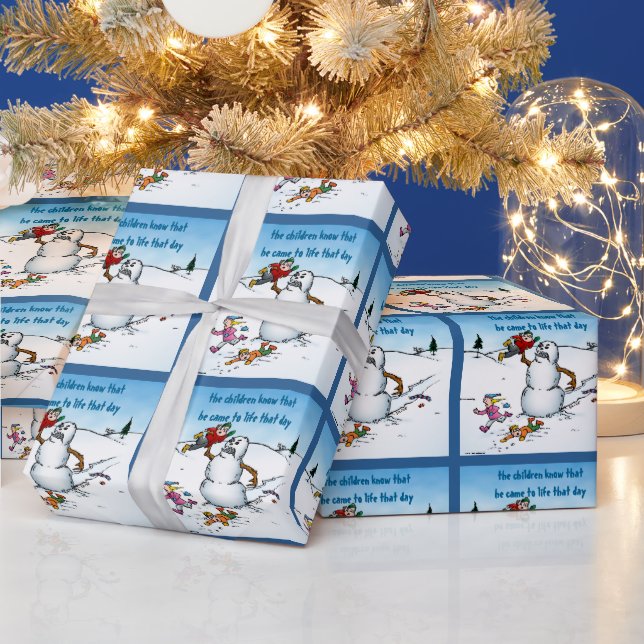 Killer Snowman Funny Cartoon Christmas Gift Wrap (Holidays)